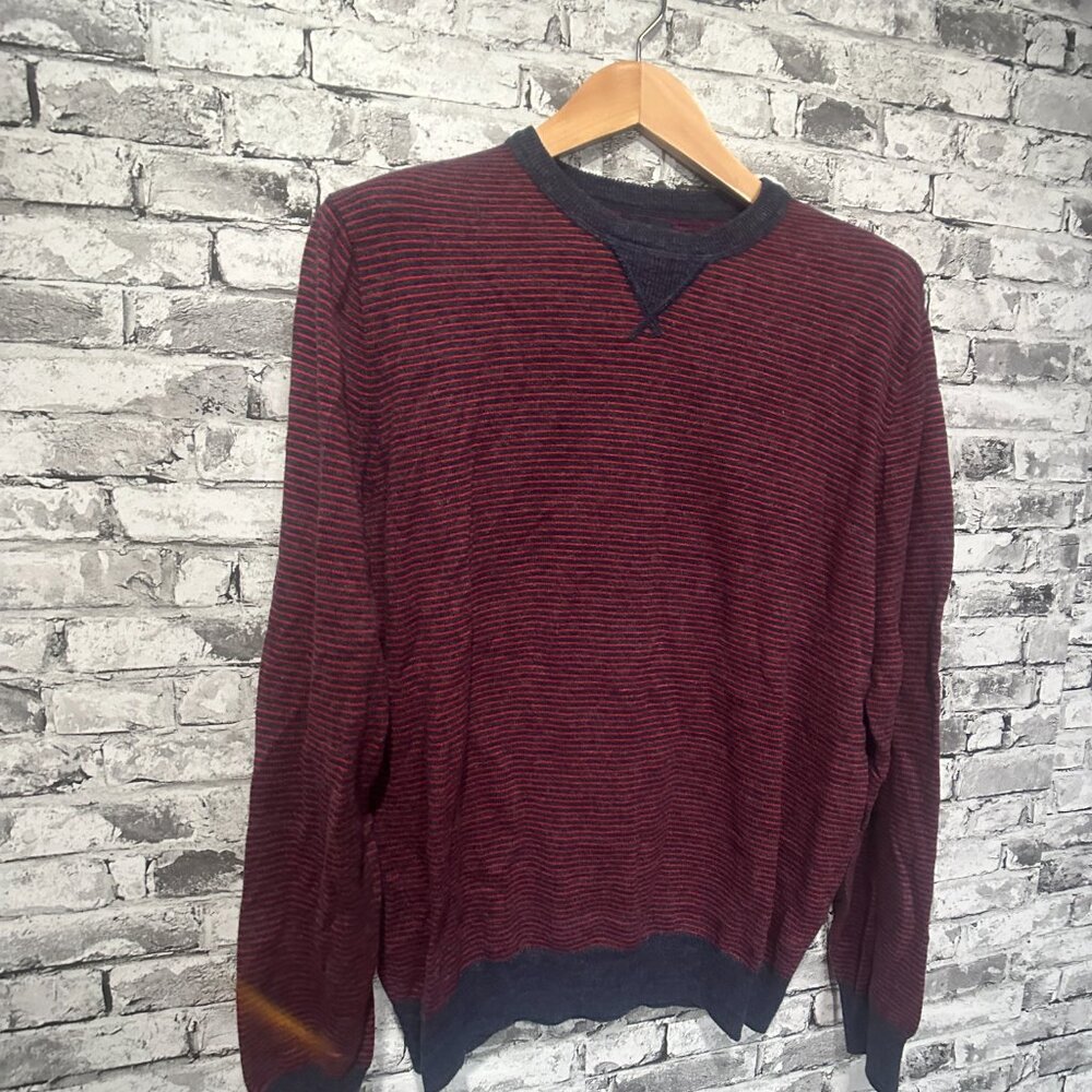 EUC J.Crew Men's Cotton Terry Striped Sweater Size Medium